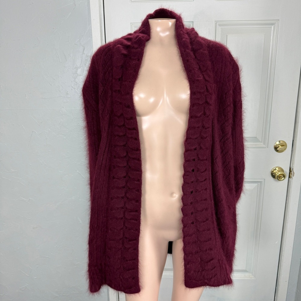 Vintage 80s 90s Gee Gee Women's sweater Burgundy Maroon Cardigan Mohair L3-11